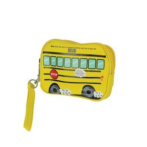 Bright Yellow Canvas School Bus Wristlet Clutch Purse
